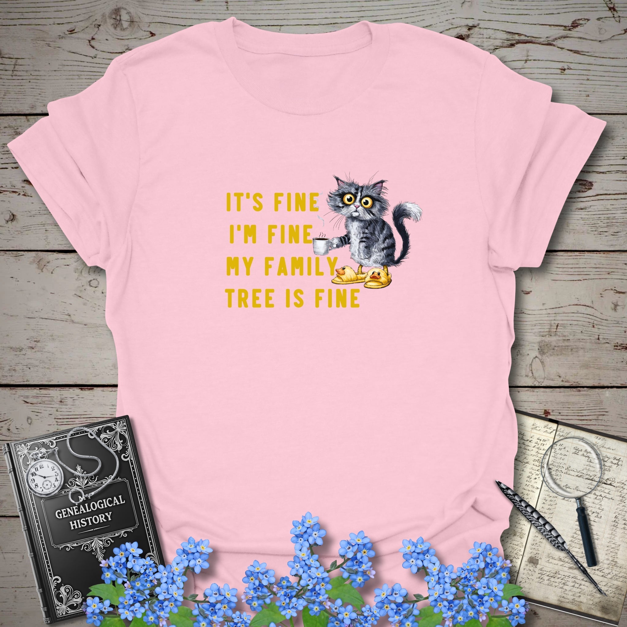 My Family Tree Is Fine T-Shirt in Light Pink by Genealogy Keepsakes