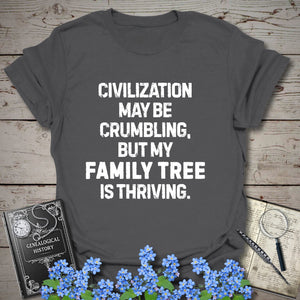 My Family Tree Is Thriving T-Shirt in Charcoal by Genealogy Keepsakes
