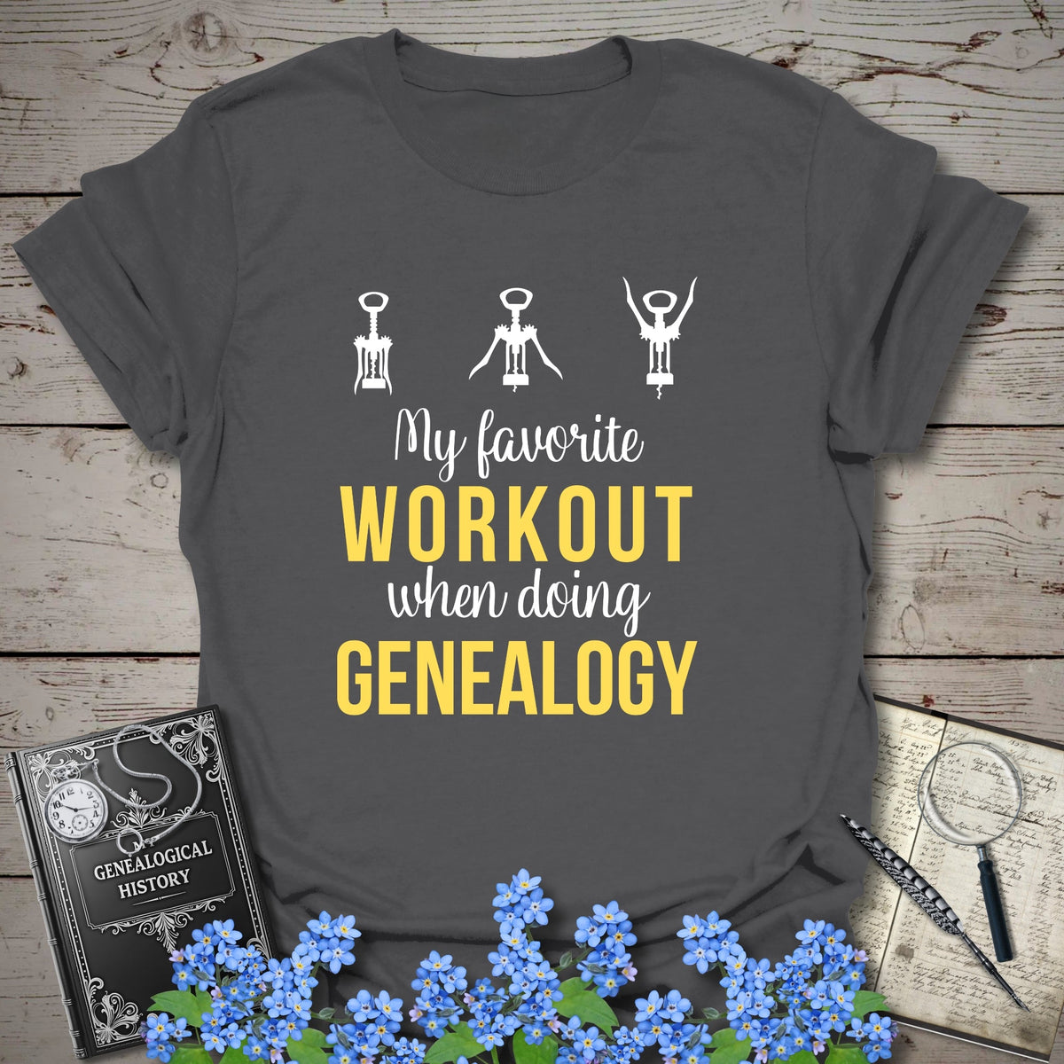 My Favorite Workout T-Shirt - Genealogy Keepsakes Custom Genealogy Gift - Charcoal S