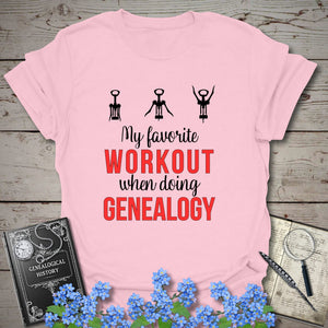 My Favorite Workout T-Shirt - Genealogy Keepsakes Custom Genealogy Gift - Light Pink S