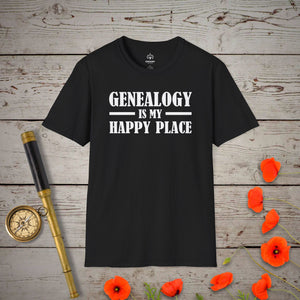 My Happy Place T-Shirt in Black by Genealogy Keepsakes