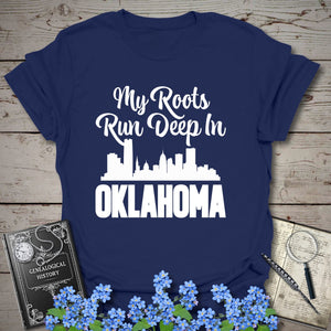My Roots Run Deep In Oklahoma T-Shirt in Navy by Genealogy Keepsakes