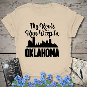 My Roots Run Deep In Oklahoma T-Shirt in Sand by Genealogy Keepsakes