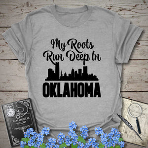 My Roots Run Deep In Oklahoma T-Shirt in Sport Grey by Genealogy Keepsakes