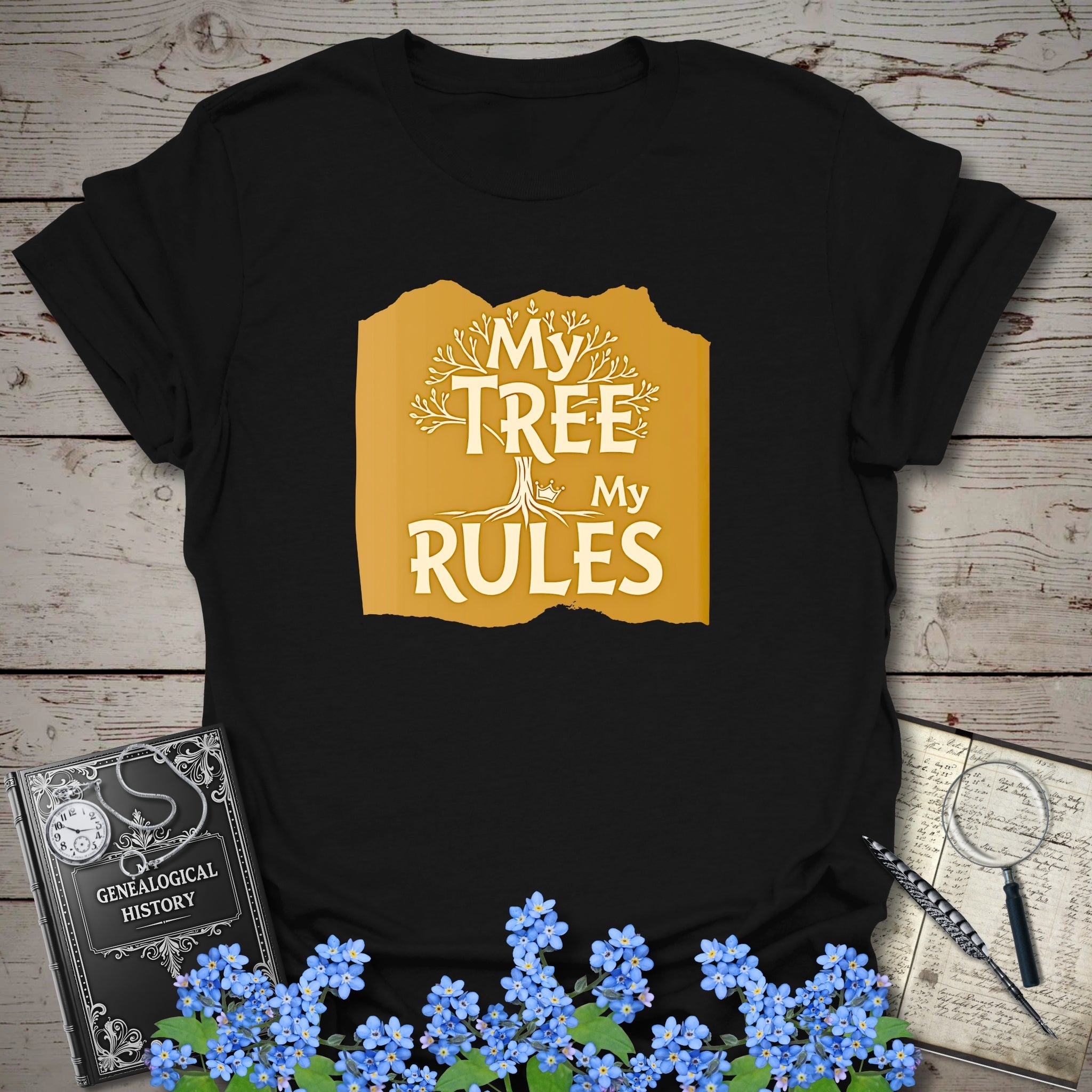 My Tree, My Rules T-Shirt in Black by Genealogy Keepsakes