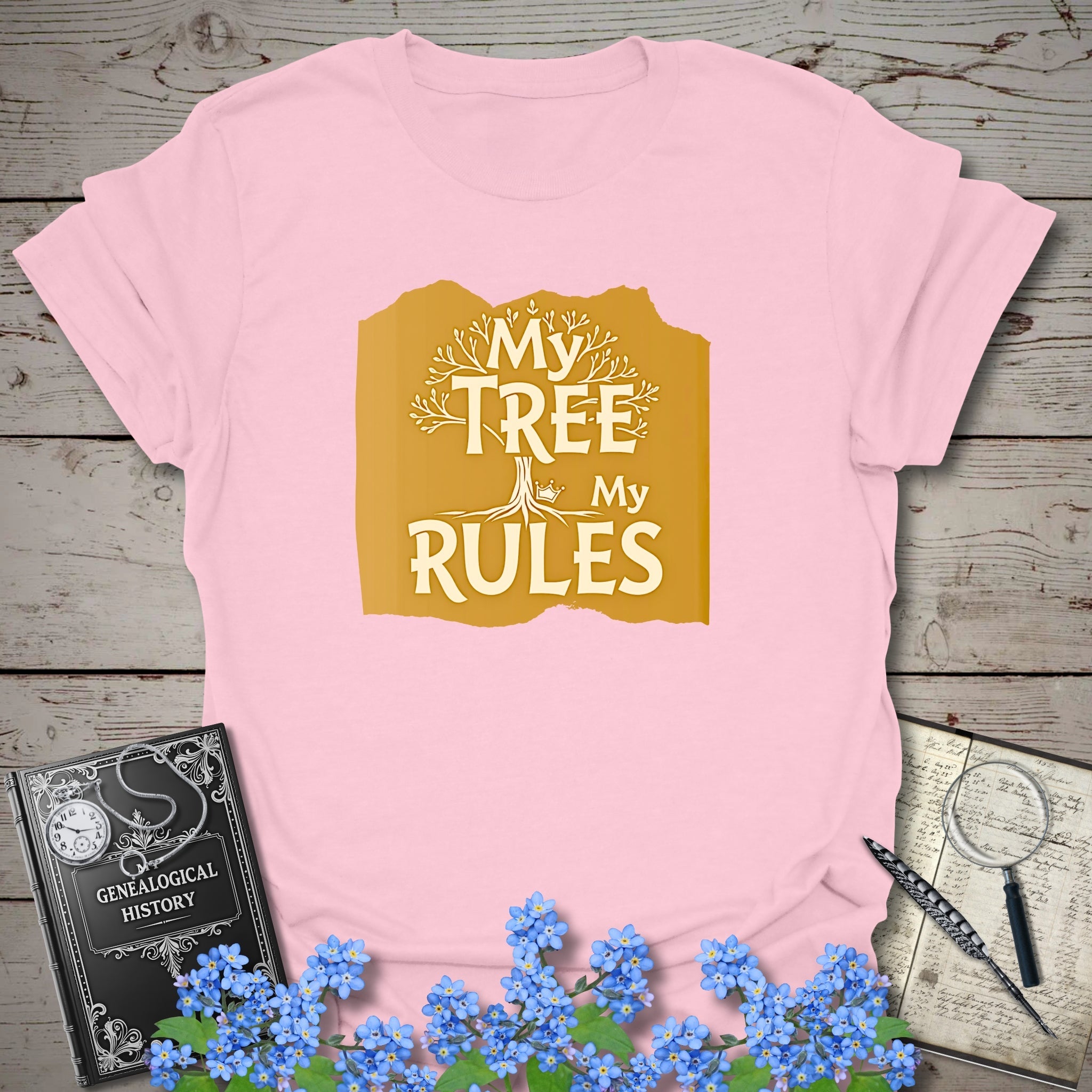 My Tree, My Rules T-Shirt in Light Pink by Genealogy Keepsakes
