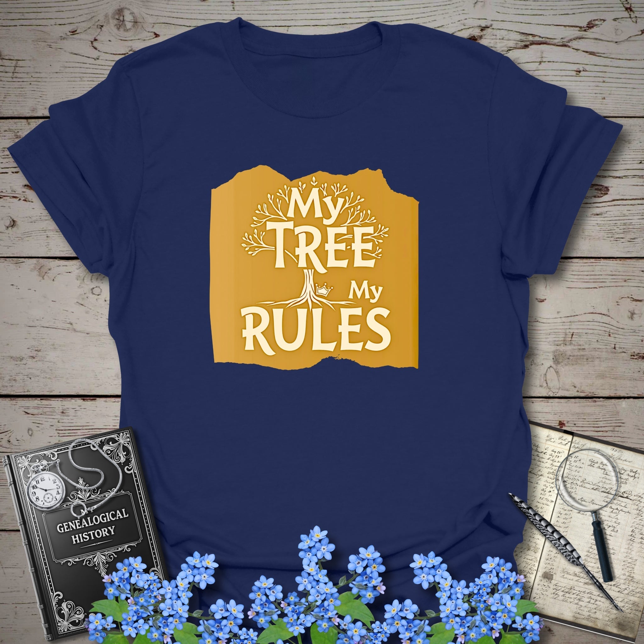 My Tree, My Rules T-Shirt in Navy by Genealogy Keepsakes