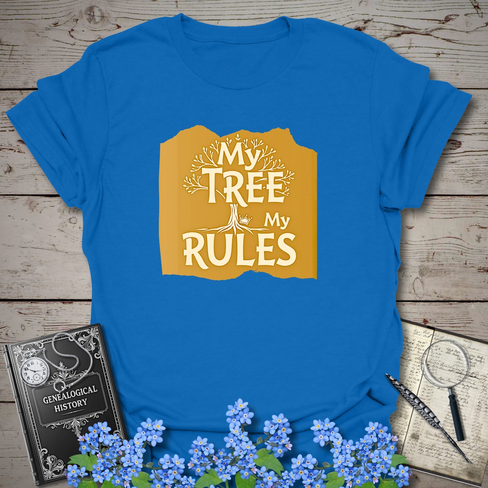 My Tree, My Rules T-Shirt in Royal by Genealogy Keepsakes