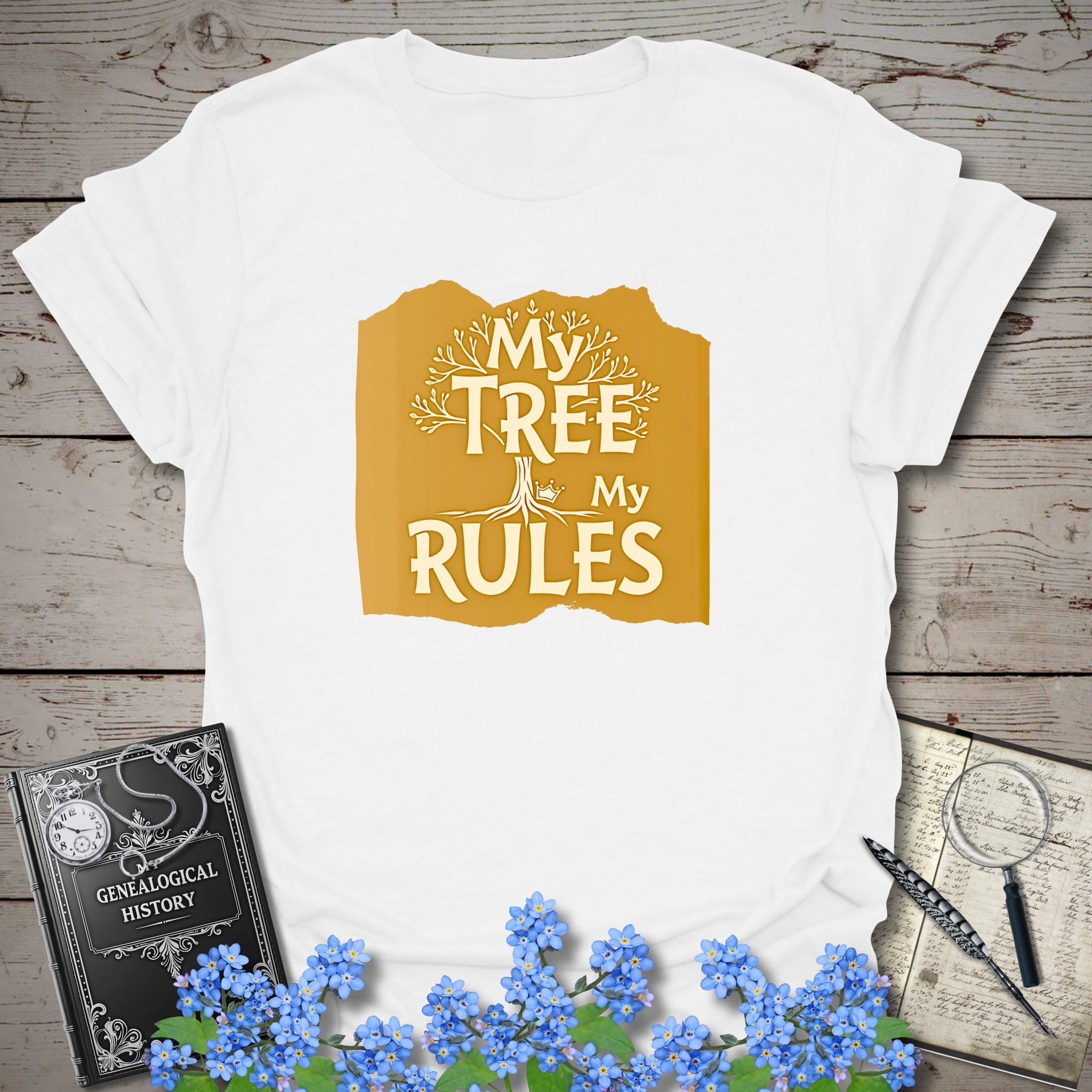 My Tree, My Rules T-Shirt in White by Genealogy Keepsakes