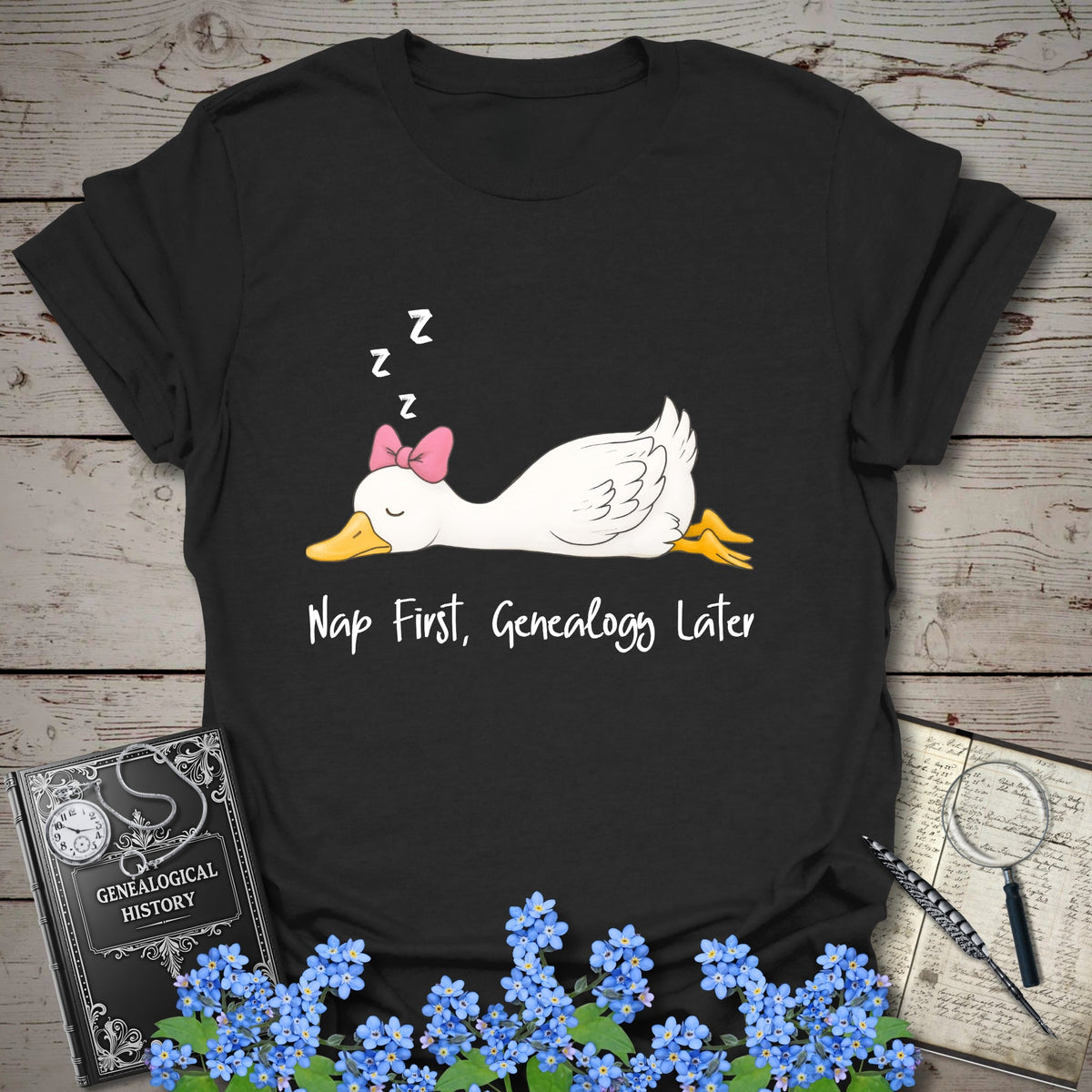 Nap First, Genealogy Later T-Shirt - Genealogy Keepsakes Custom Genealogy Gift - Black S