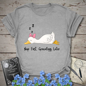 Nap First, Genealogy Later T-Shirt - Genealogy Keepsakes Custom Genealogy Gift - Sport Grey S