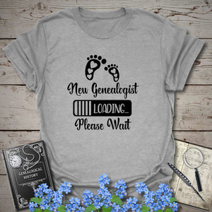 New Genealogist Loading T-Shirt - Genealogy Keepsakes Custom Genealogy Gift - Sport Grey S