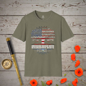 Nicaraguan Roots T-Shirt - Genealogy Keepsakes Custom Genealogy Gift - Heather Military Green S