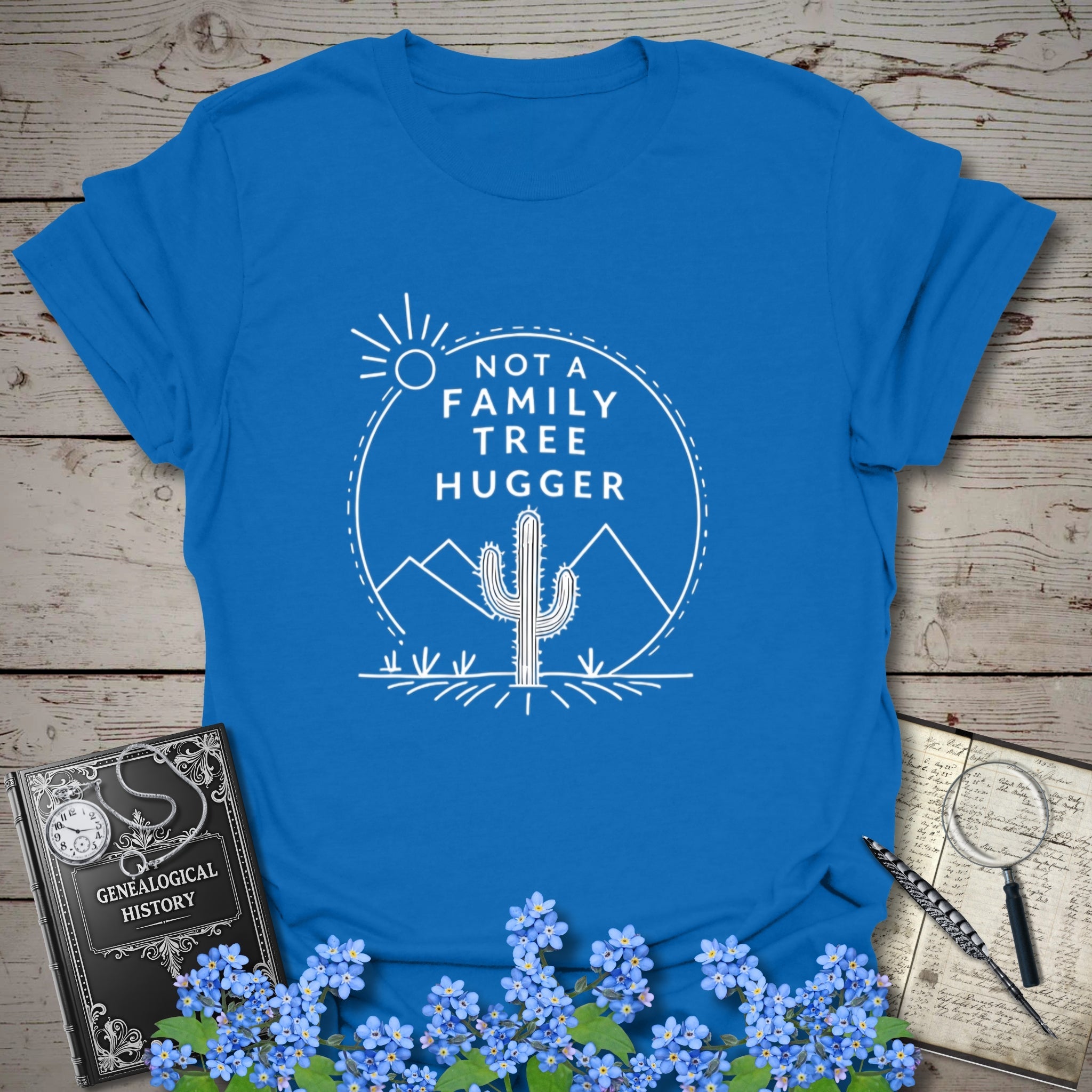 Not A Family Tree Hugger T-Shirt in Royal by Genealogy Keepsakes