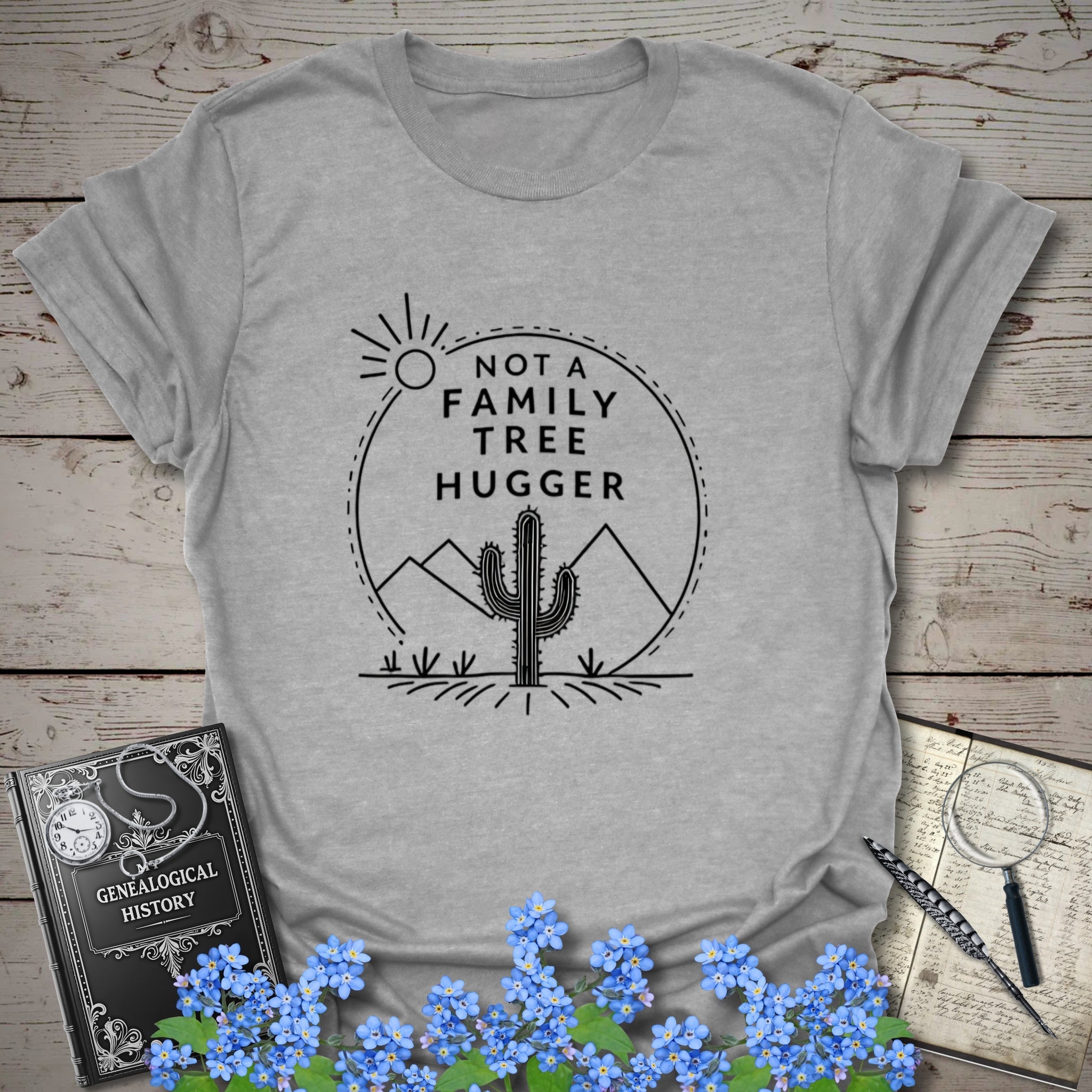 Not A Family Tree Hugger T-Shirt in Sport Grey by Genealogy Keepsakes