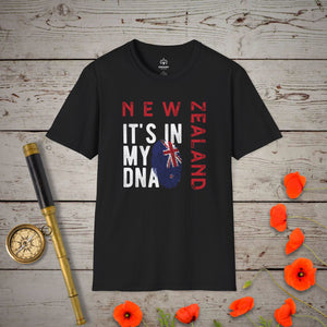 NZ - It's In My DNA T-Shirt in Black by Genealogy Keepsakes