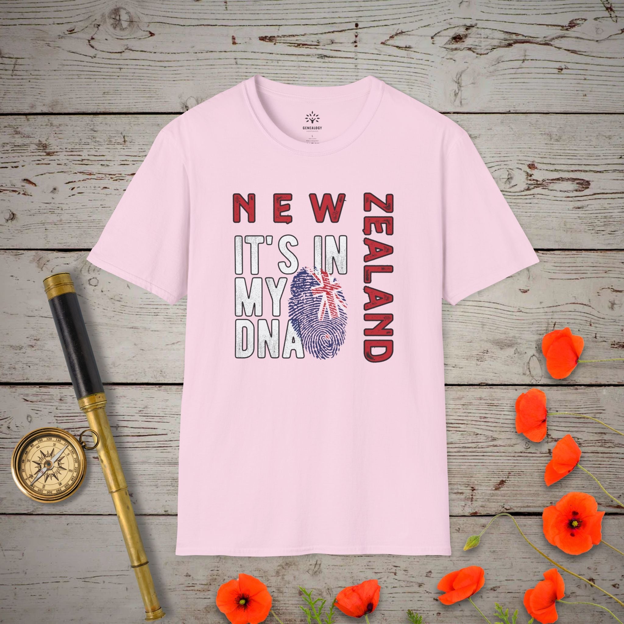 NZ - It's In My DNA T-Shirt in Light Pink by Genealogy Keepsakes
