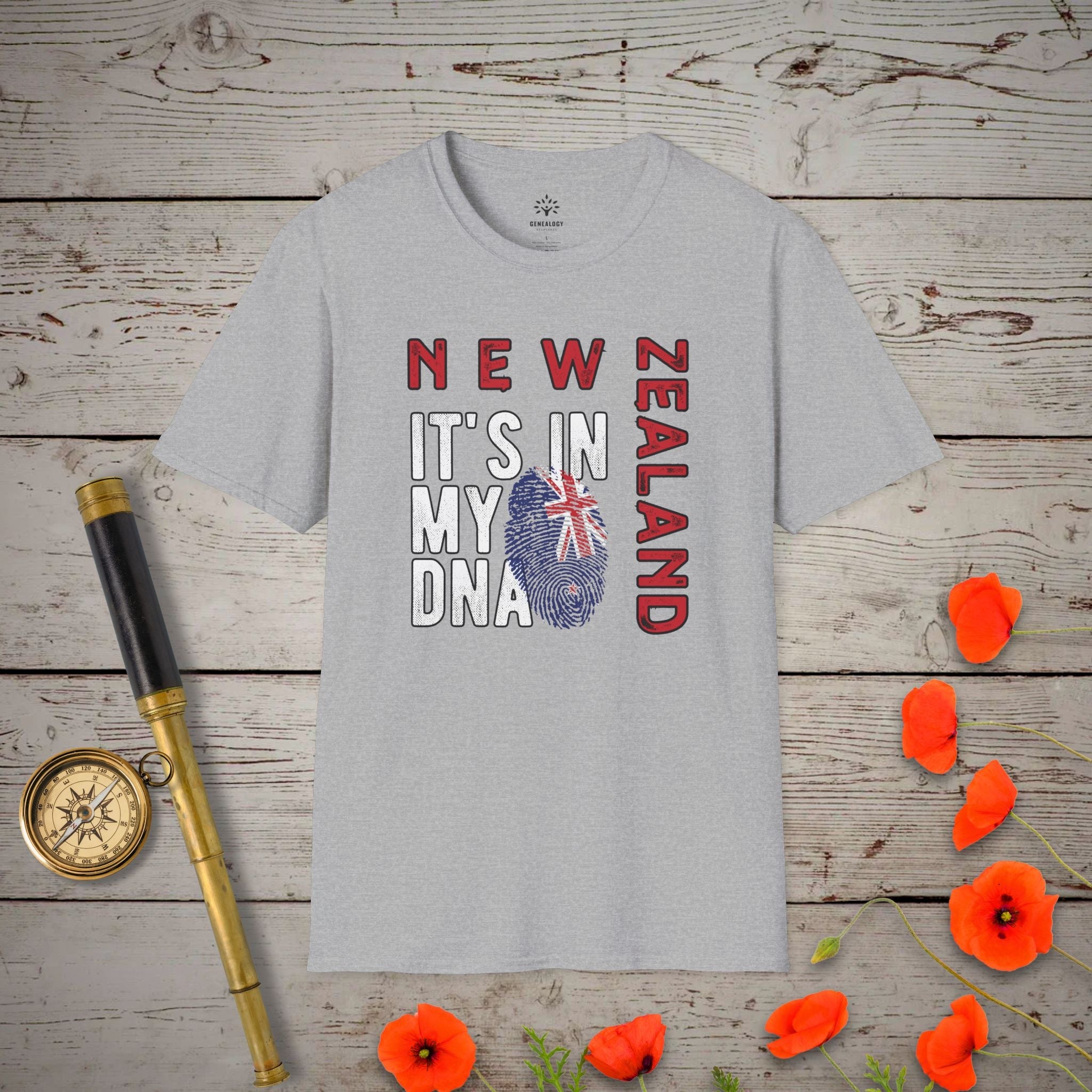 NZ - It's In My DNA T-Shirt in Sport Grey by Genealogy Keepsakes