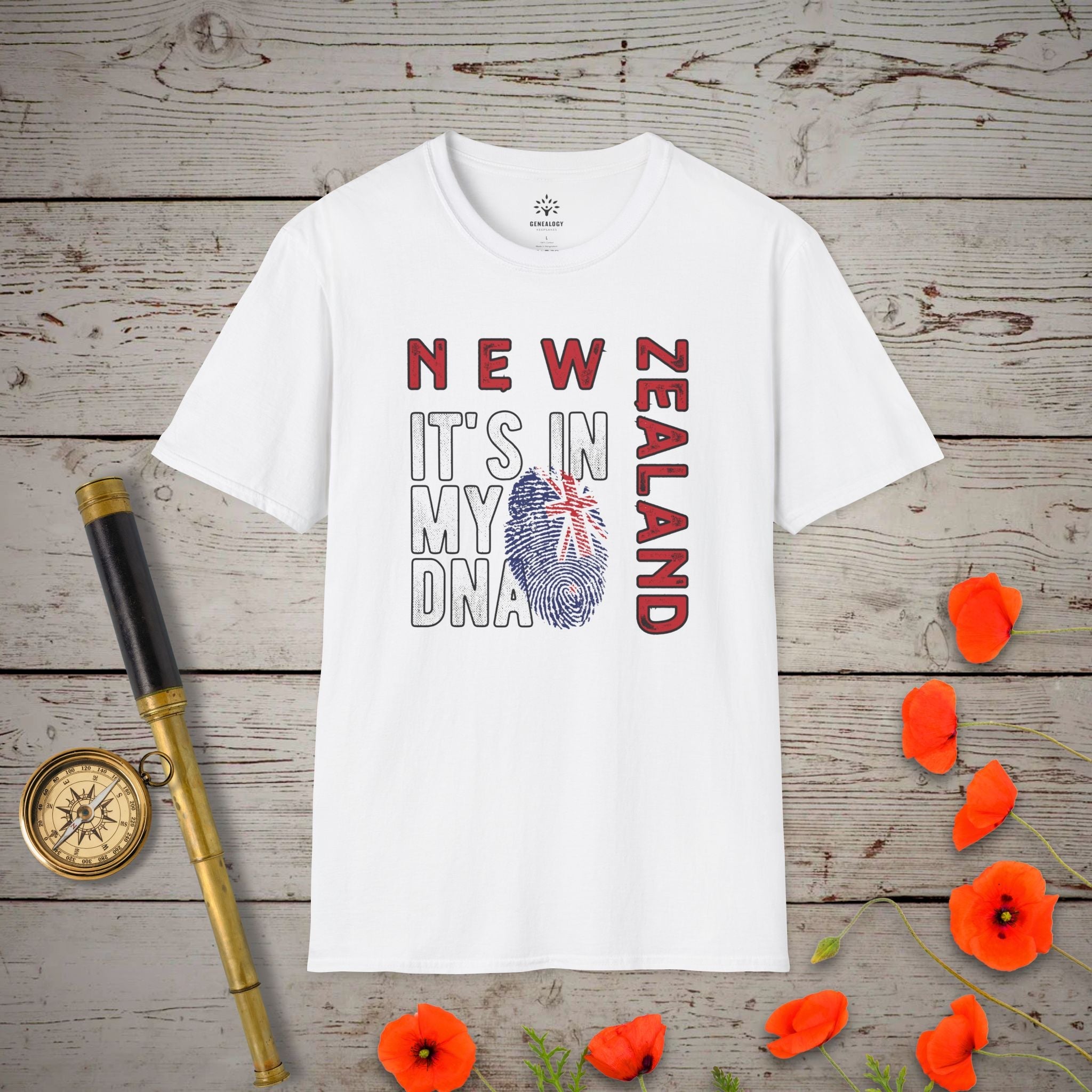 NZ - It's In My DNA T-Shirt in White by Genealogy Keepsakes
