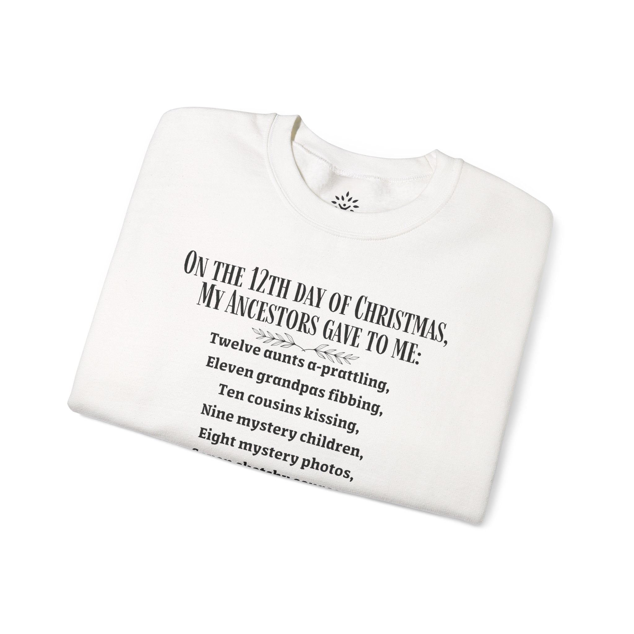 On The 12th Day of Christmas Sweatshirt in Light Pink by Genealogy Keepsakes