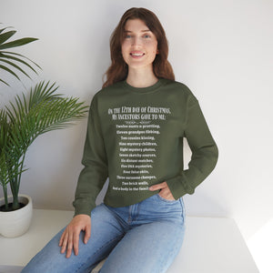 On The 12th Day of Christmas Sweatshirt in Light Pink by Genealogy Keepsakes
