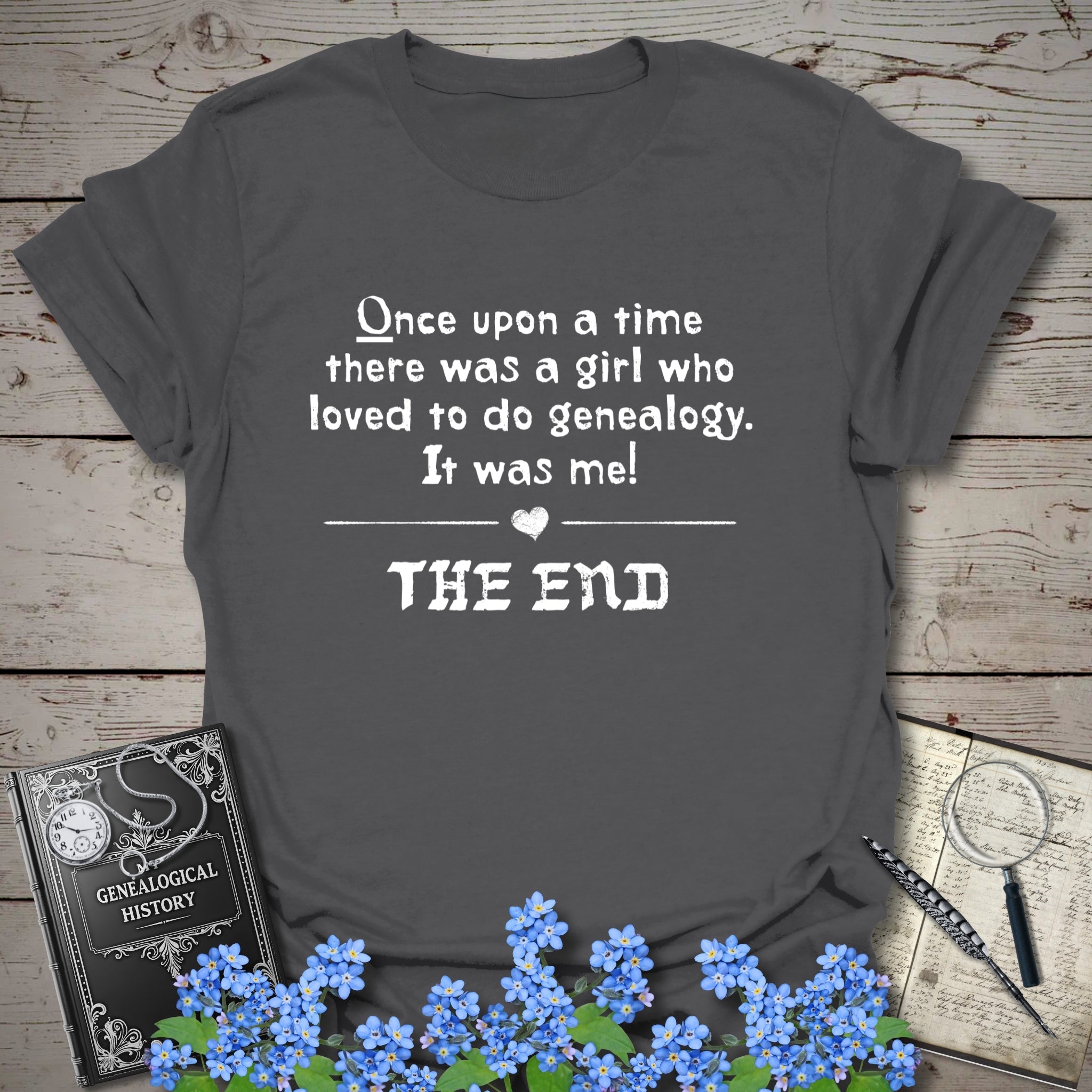 Once-Upon-A-Time T-Shirt in Charcoal by Genealogy Keepsakes