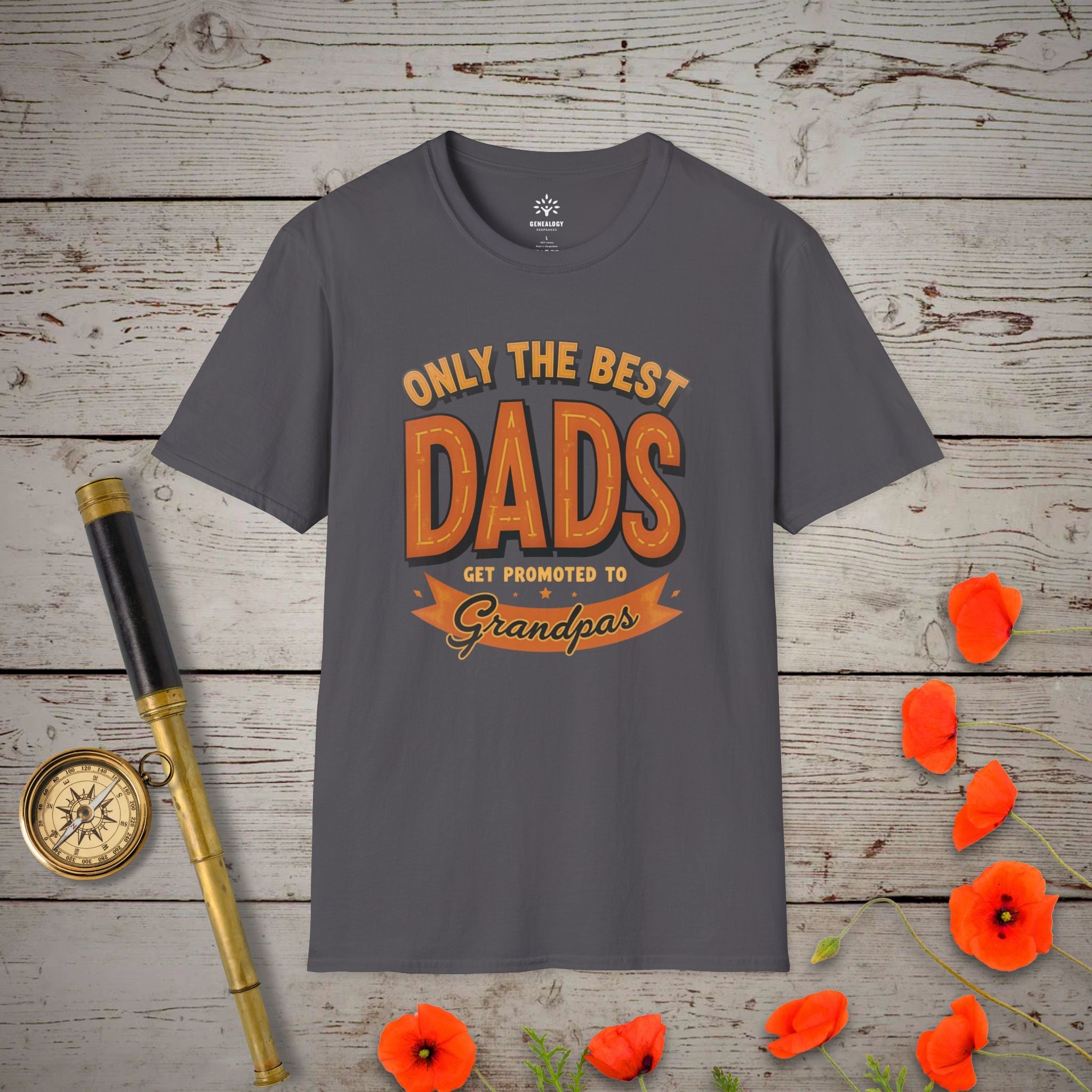 Only the Best Dads T-Shirt in Charcoal by Genealogy Keepsakes