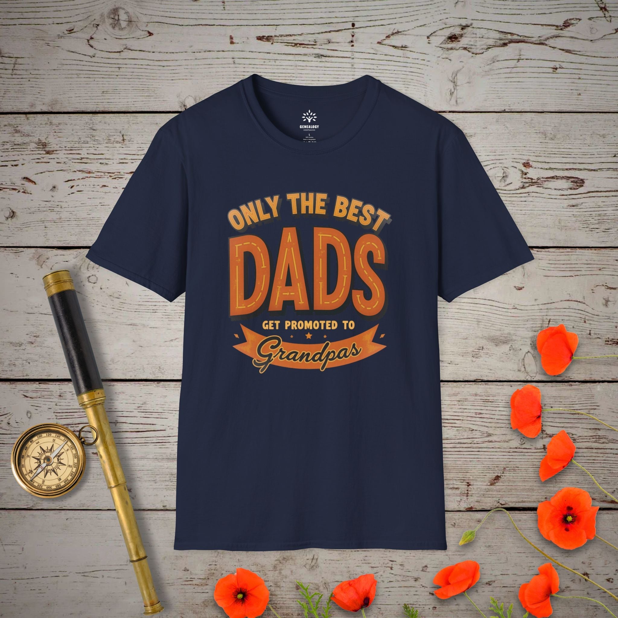 Only the Best Dads T-Shirt in Navy by Genealogy Keepsakes