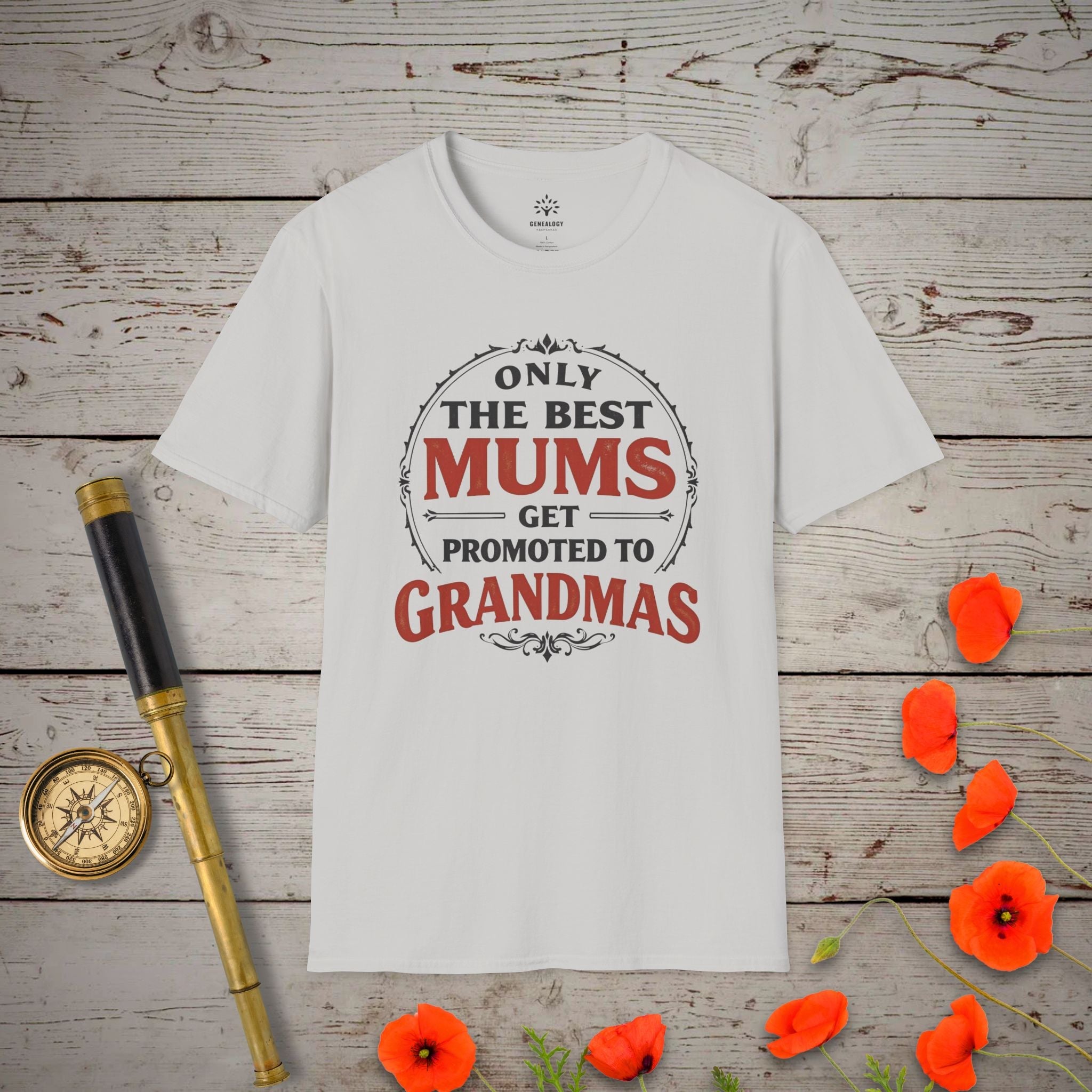 Only the Best Mums T-Shirt in Ice Grey by Genealogy Keepsakes