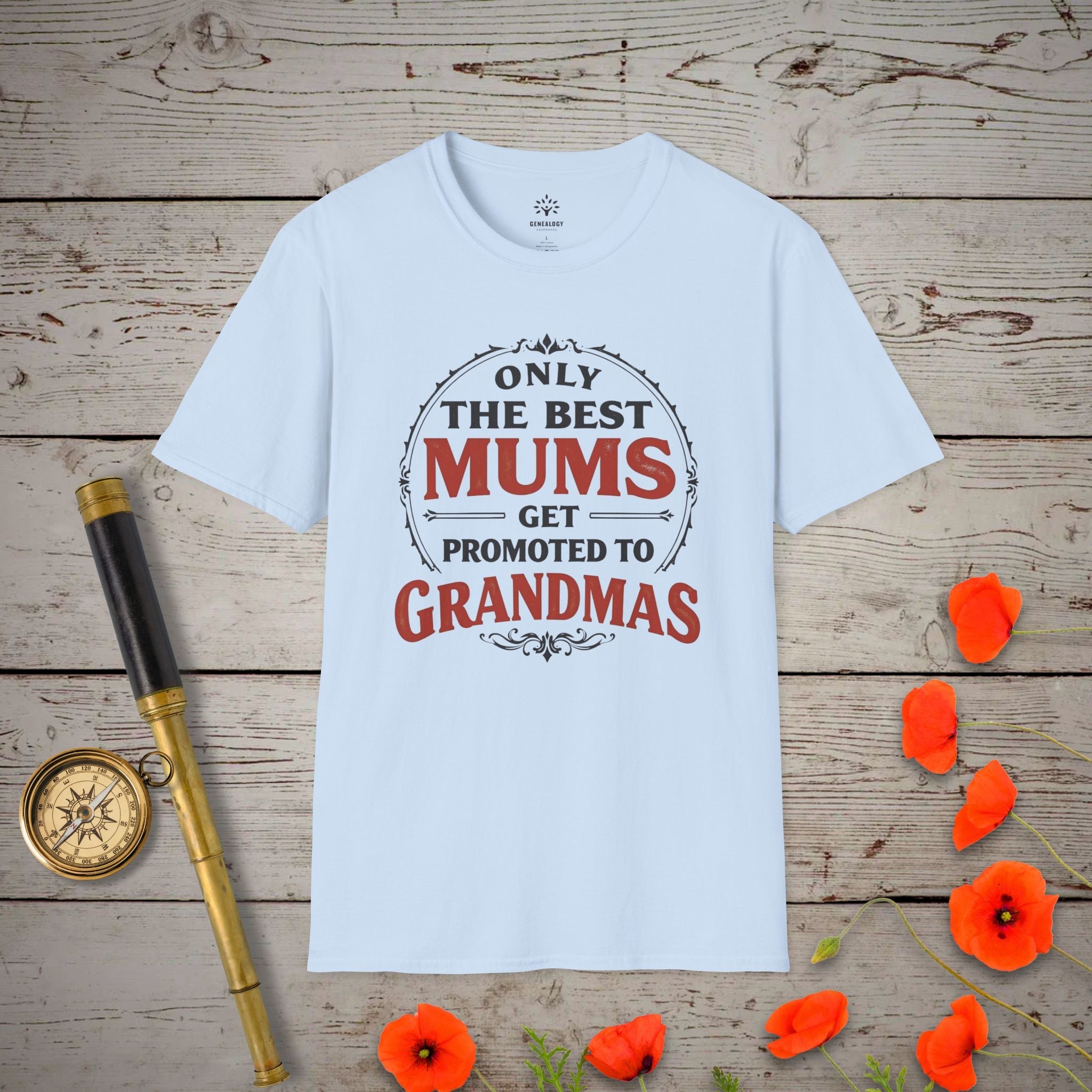 Only the Best Mums T-Shirt in Light Blue by Genealogy Keepsakes