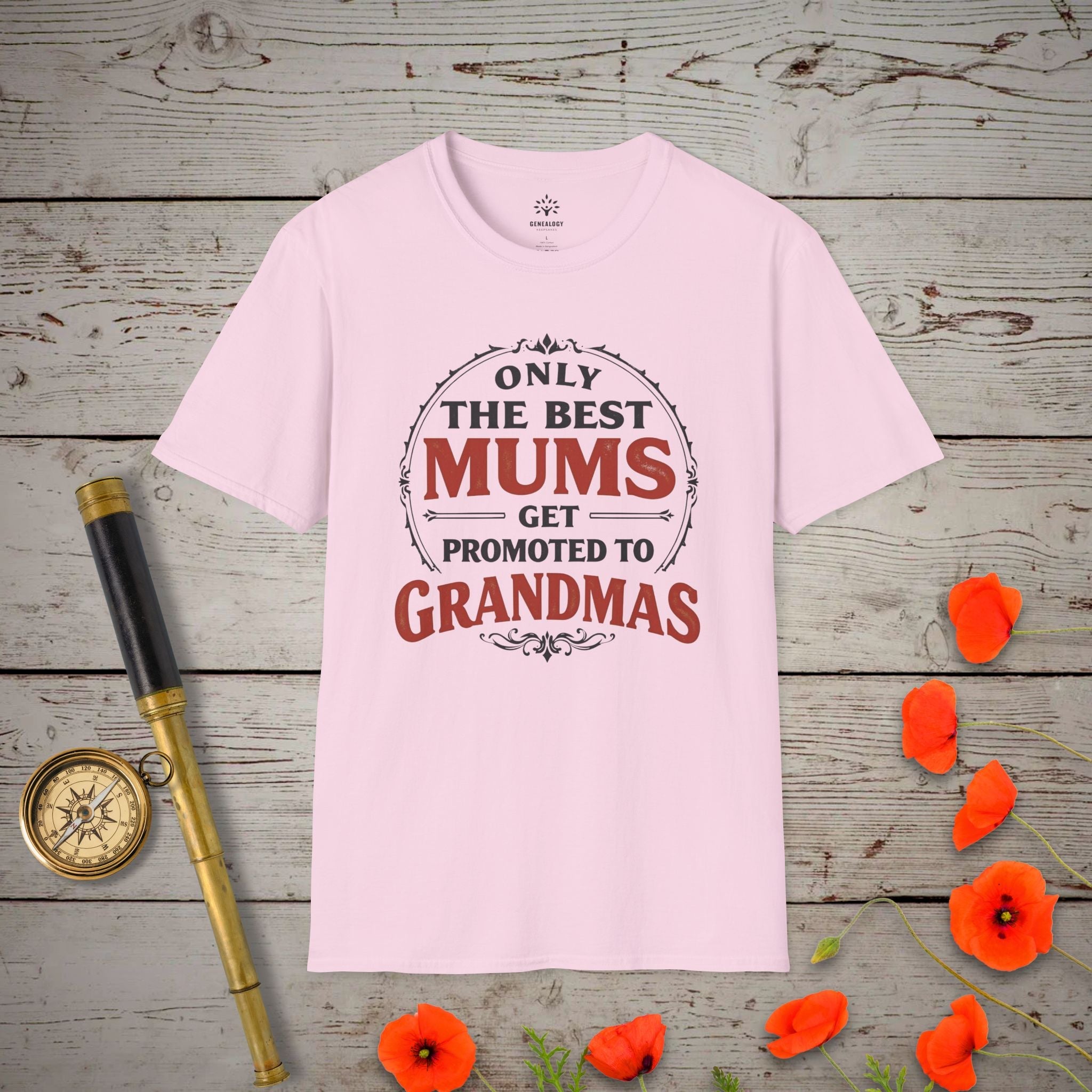 Only the Best Mums T-Shirt in Light Pink by Genealogy Keepsakes