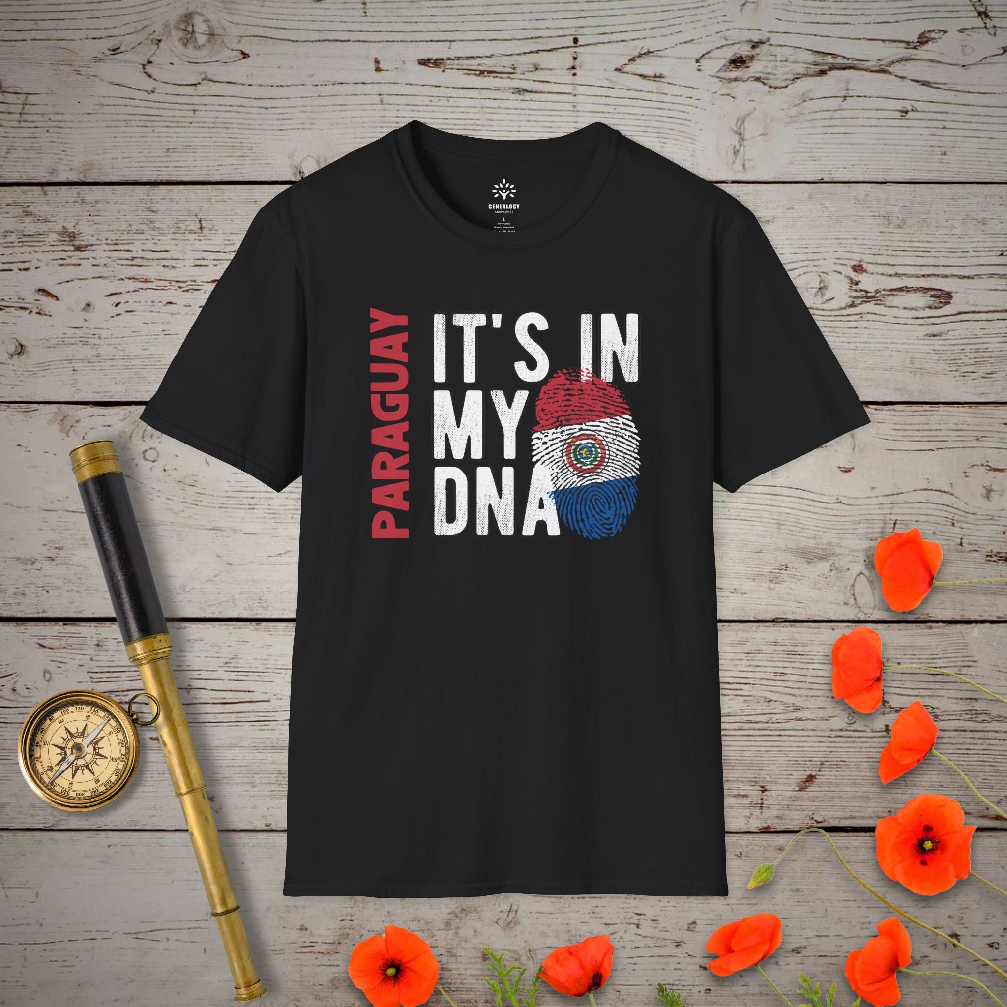 Paraguay – It's In My DNA T-Shirt in Black by Genealogy Keepsakes