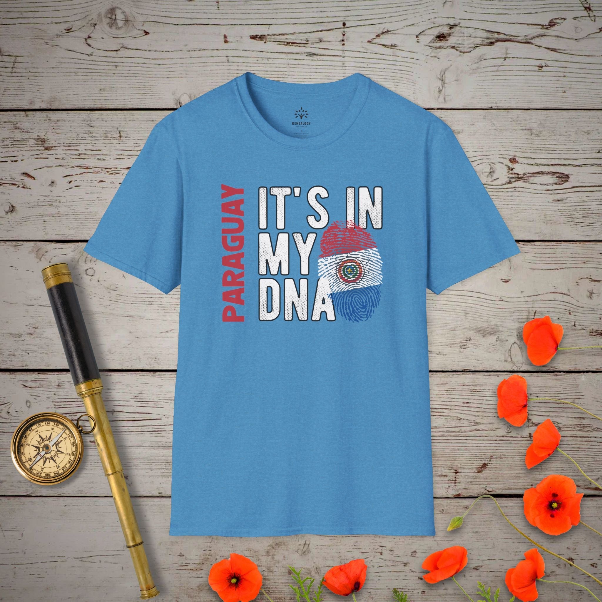 Paraguay – It's In My DNA T-Shirt in Heather Sapphire by Genealogy Keepsakes