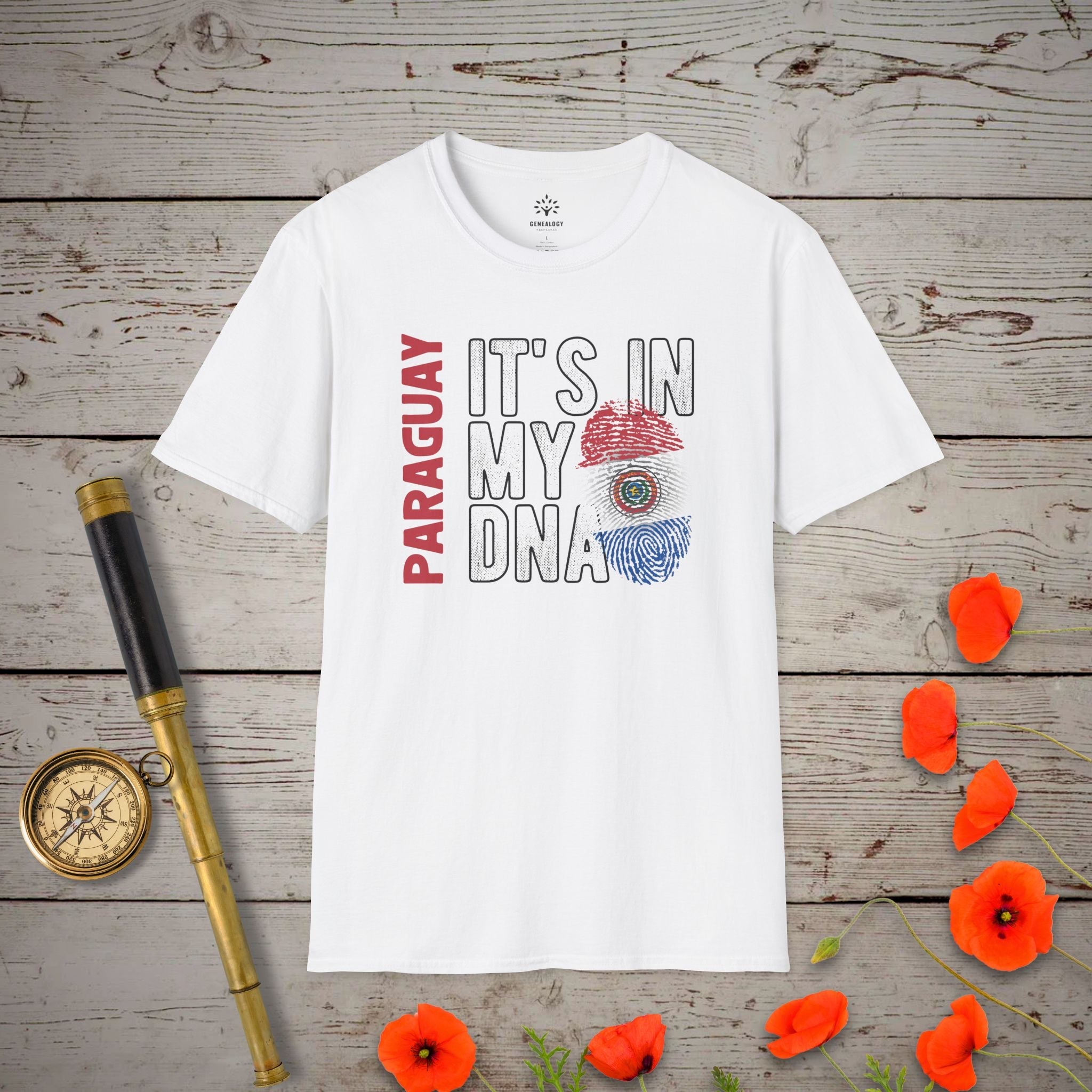 Paraguay – It's In My DNA T-Shirt in White by Genealogy Keepsakes