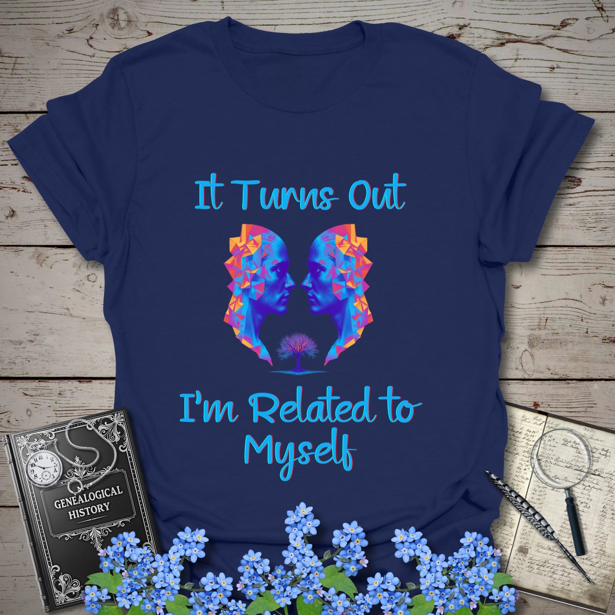 Related To Myself T-Shirt in Navy by Genealogy Keepsakes