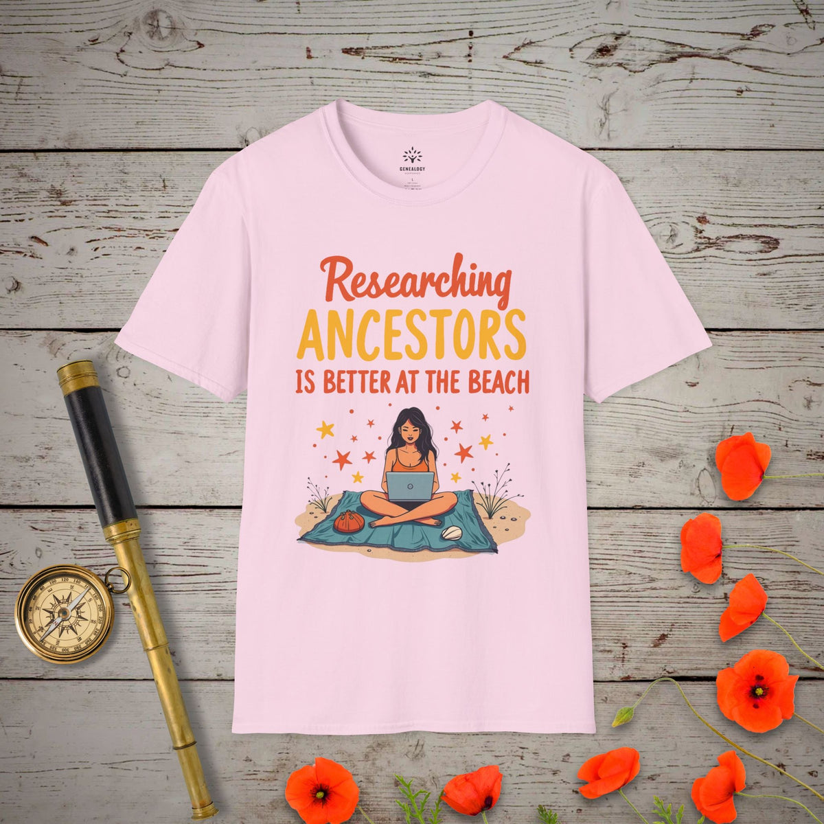 Researching Ancestors T-Shirt - Genealogy Keepsakes Custom Genealogy Gift - Light Pink S
