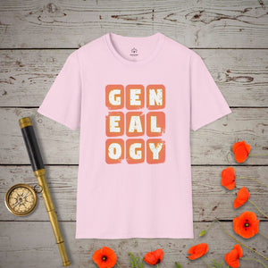 Retro Genealogy Blocks T-Shirt - Genealogy Keepsakes Custom Genealogy Gift - Light Pink S