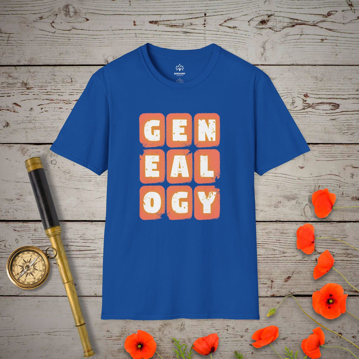 Retro Genealogy Blocks T-Shirt - Genealogy Keepsakes Custom Genealogy Gift - Royal S