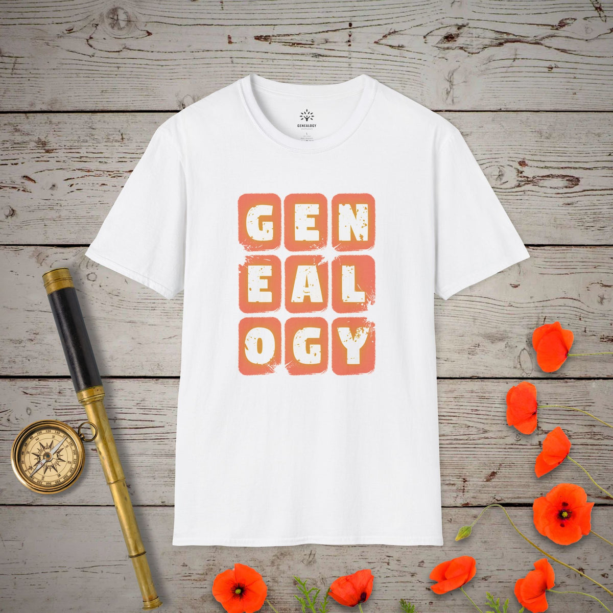 Retro Genealogy Blocks T-Shirt - Genealogy Keepsakes Custom Genealogy Gift - White S