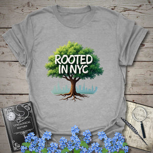 Rooted in NYC T-Shirt in Sport Grey by Genealogy Keepsakes