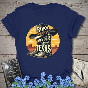Rooted In Texas T-Shirt in Navy by Genealogy Keepsakes