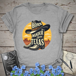 Rooted In Texas T-Shirt in Sport Grey by Genealogy Keepsakes