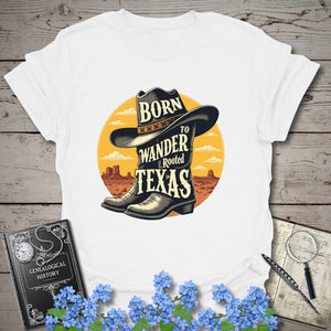 Rooted In Texas T-Shirt in White by Genealogy Keepsakes