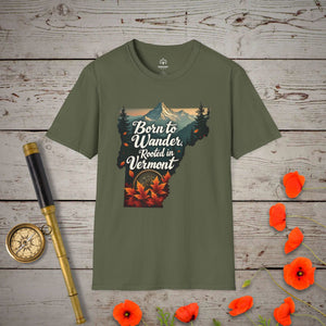 Rooted in Vermont T-Shirt - Genealogy Keepsakes Custom Genealogy Gift - Military Green S