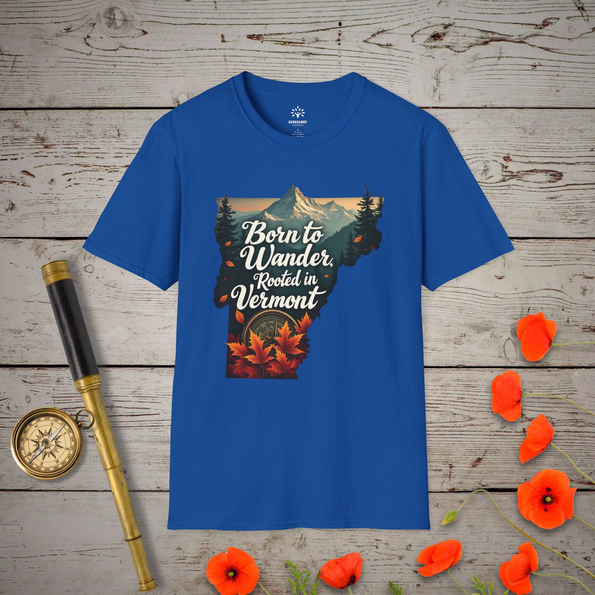 Rooted in Vermont T-Shirt - Genealogy Keepsakes Custom Genealogy Gift - Royal S