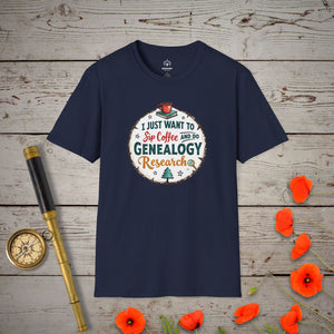 Sip Coffee, Do Genealogy T-Shirt in Navy by Genealogy Keepsakes