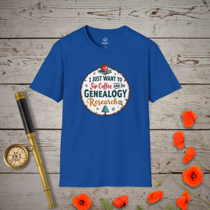 Sip Coffee, Do Genealogy T-Shirt in Royal by Genealogy Keepsakes