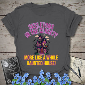 Skeletons In the Closet? T-Shirt in Charcoal by Genealogy Keepsakes