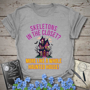Skeletons In the Closet? T-Shirt in Sport Grey by Genealogy Keepsakes