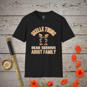 Skelle Twins T-Shirt in Black by Genealogy Keepsakes